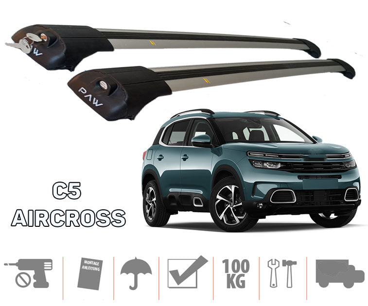 for Citroen C5 Aircross Roof Rack Cross Bars Silver Color for Citroen C5 Aircross Roof Rack Cross Bars Silver Color